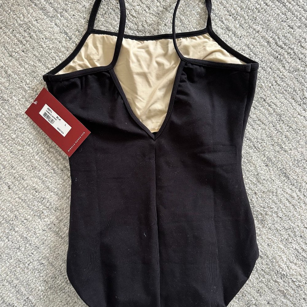 NWT Ladies Mirella Camisole Leotard Black Size L - Picture 2 of 4